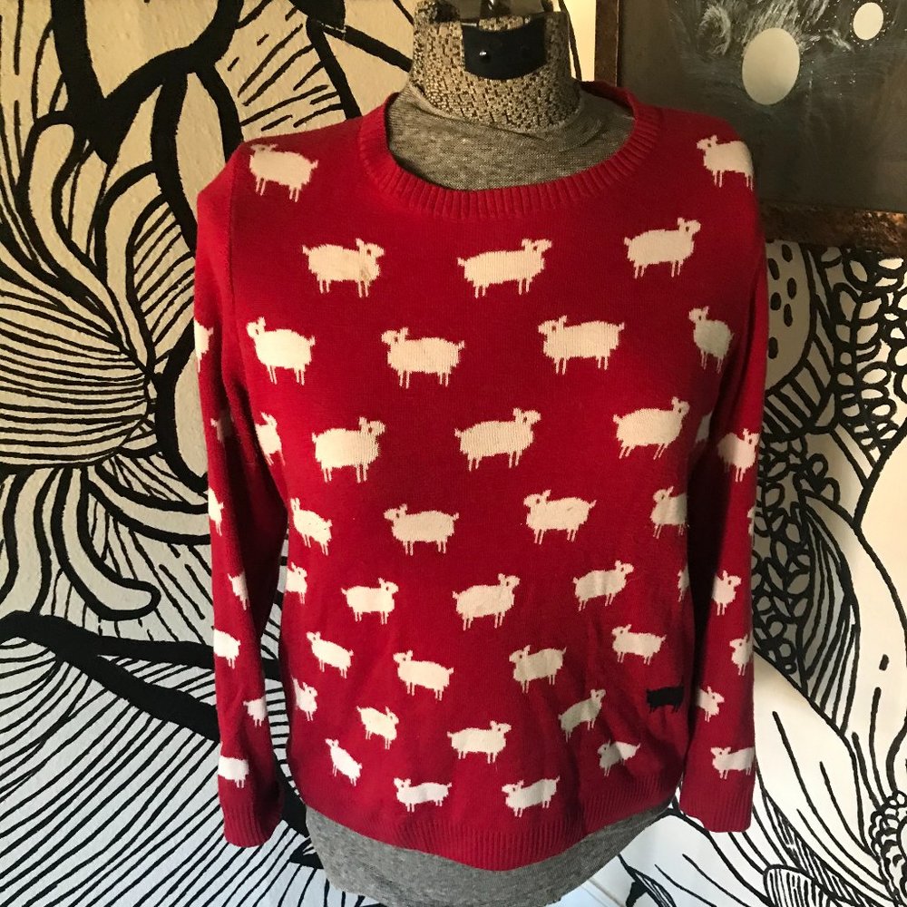 Red Charter Club Sheep Sweater
